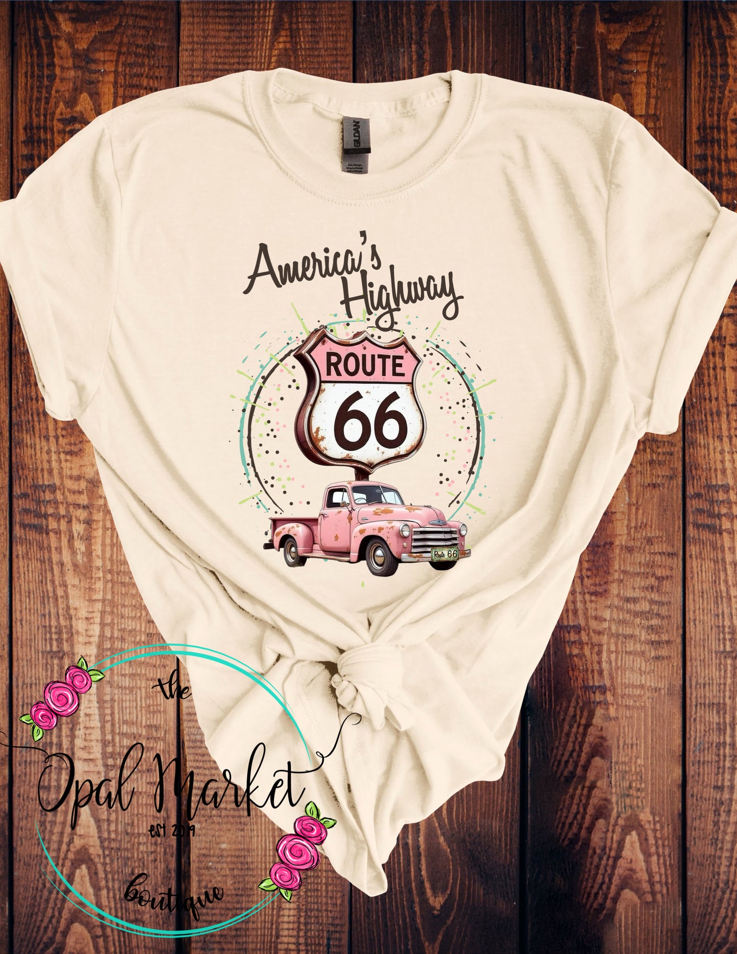 Route 66 Pink Truck Tee