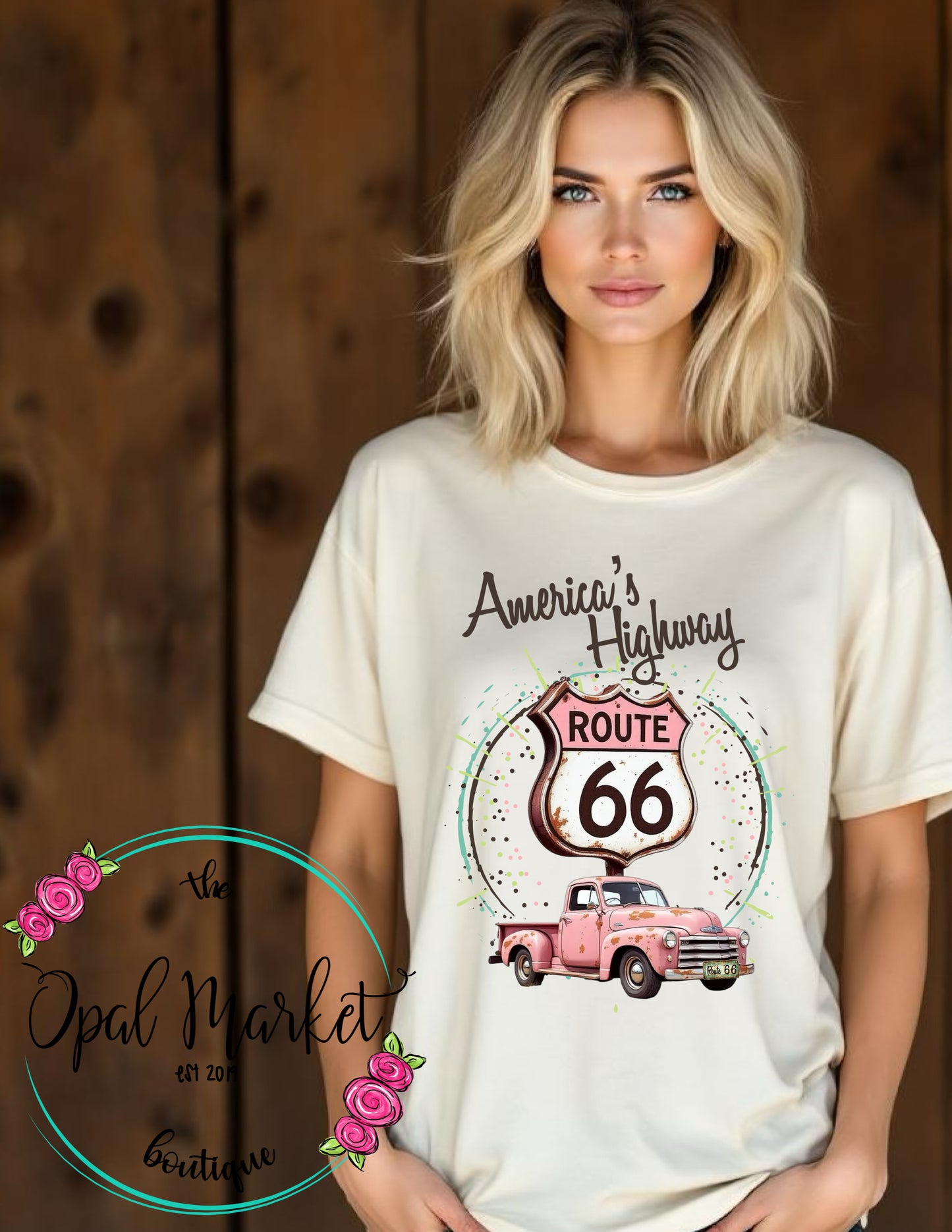Route 66 Pink Truck Tee