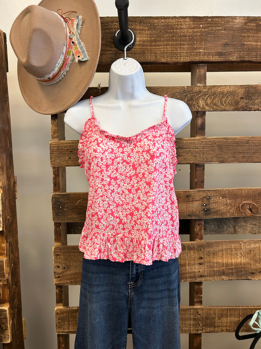Pink Floral Strap Top