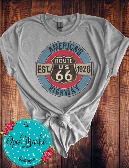 Vintage Style Route 66 Tee