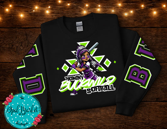 Hominy Buckwild Softball Sweatshirt