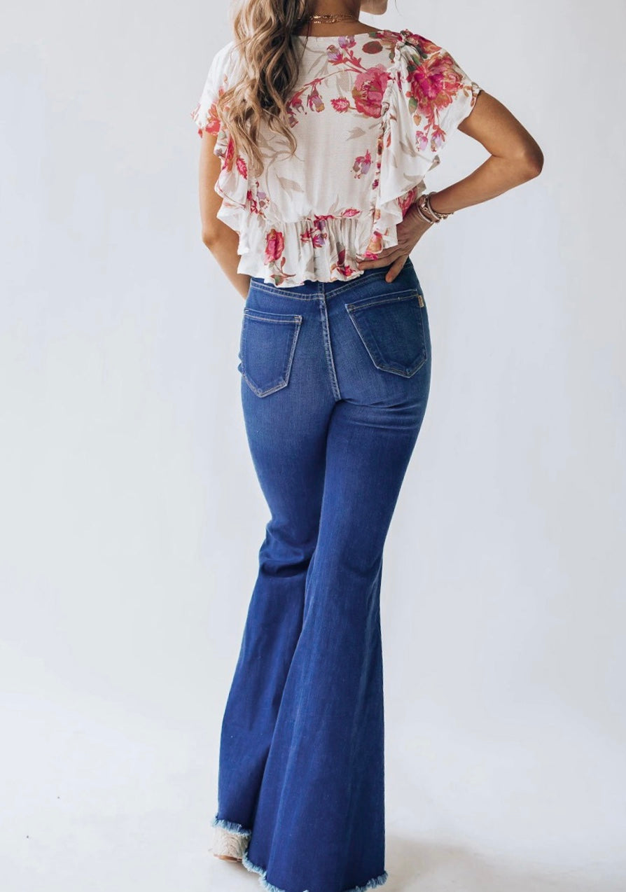 Distressed Frayed Hem Bell Jean